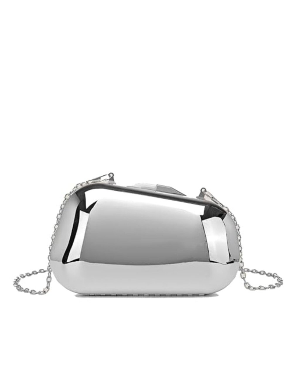 Metallic Acrylic Shell Clutch Evening Bag with Detachable Chain for Wedding